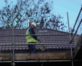 Slate roof repair close-up